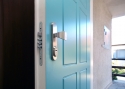 ADLO - Exteriérové Termo dveře TEDUO, profilový design F155, povrch dveří RAL 6034 tyrkysová barva