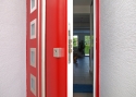 ADLO - Exteriérové Termo dveře Kasim, Prosklené PS552, dvoubarevné, Madlo svislé Oblé
